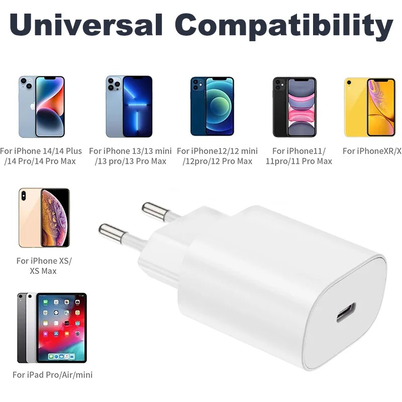 PD 35W USB C Charger Fast Charger Type C Cable Mobile Phone Charger Wall Adapter For iPhone 15 16 Pro Max Xiaomi Samsung Huawei