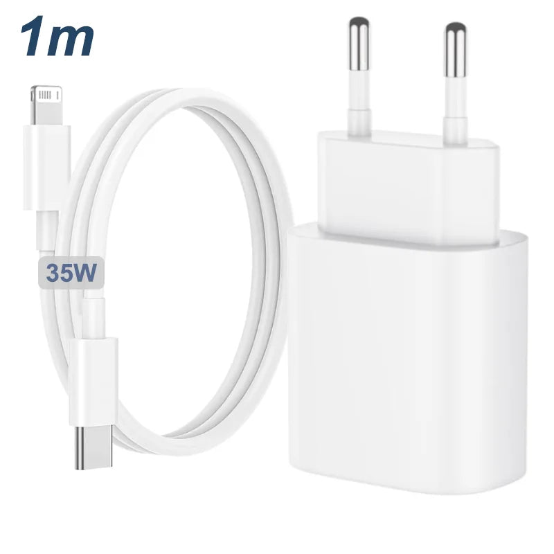 PD 35W USB C Charger Fast Charger Type C Cable Mobile Phone Charger Wall Adapter For iPhone 15 16 Pro Max Xiaomi Samsung Huawei