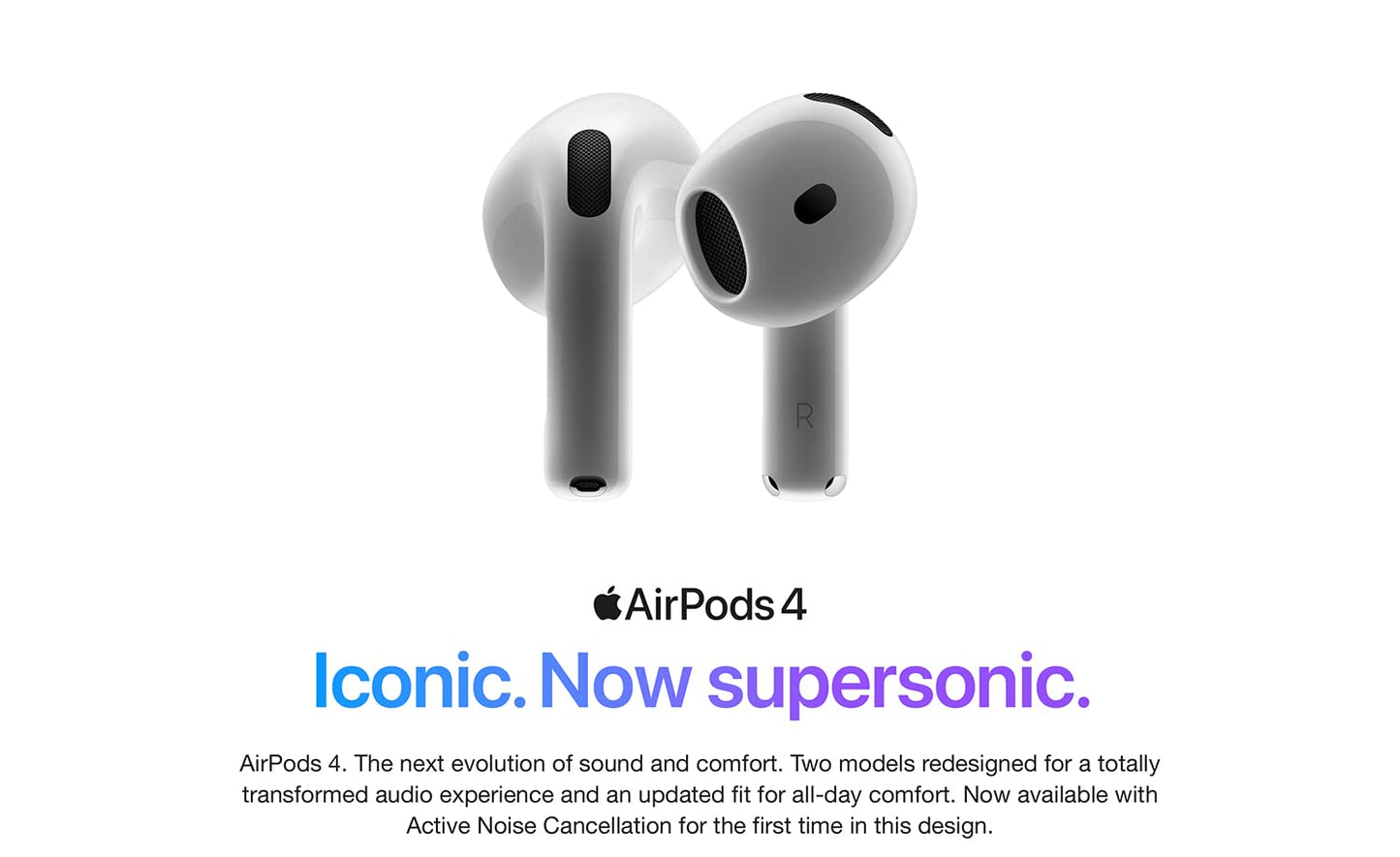 Apple AirPods 4 Wireless Earbuds,with Active Noise Cancellation,Adaptive Audio,Transparency Mode,Spatial Audio,Wireless Charging