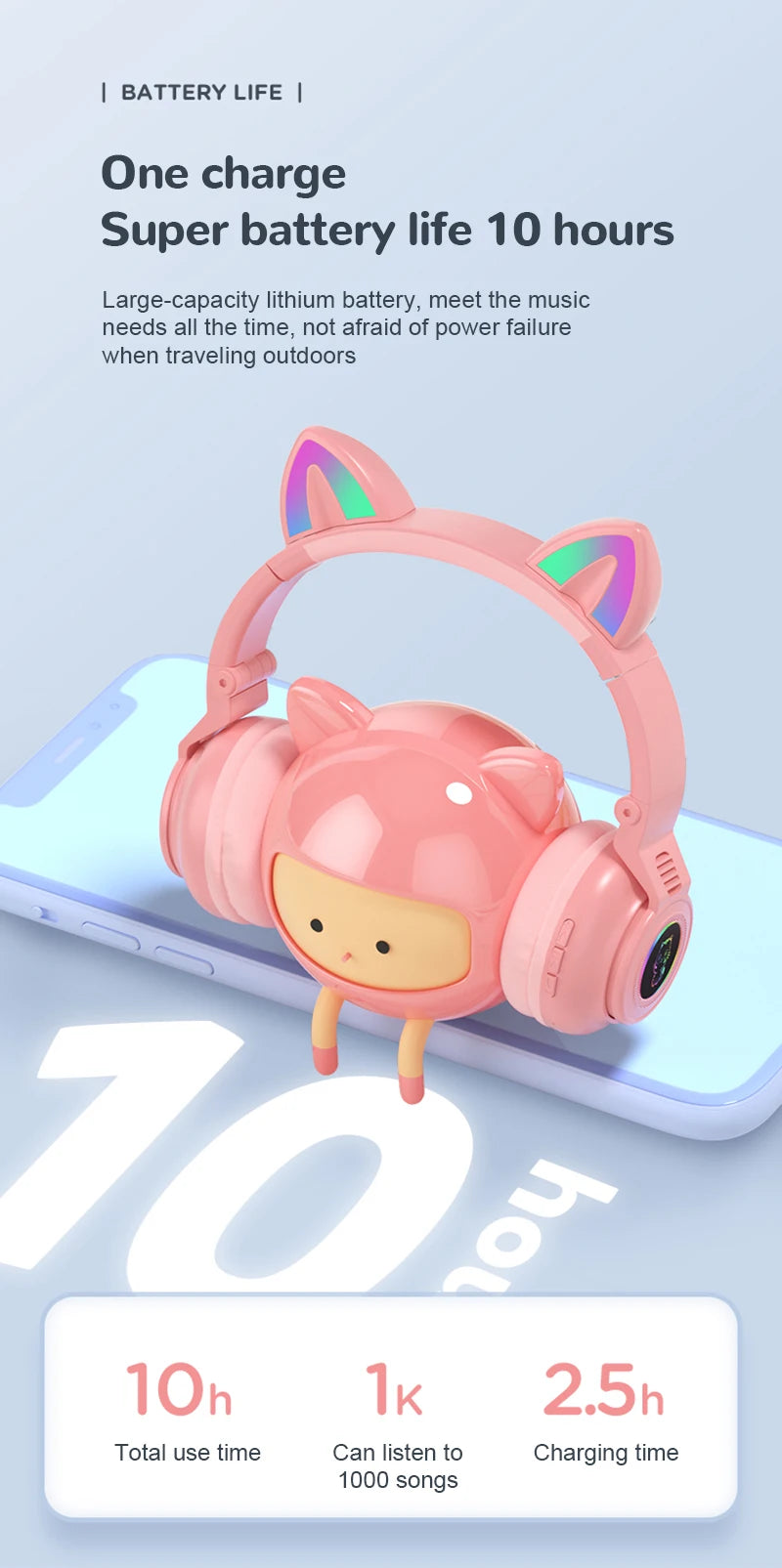 HiFi Girls Wireless Unicorn headphones with Mic phone Stereo Bass Cute Children Music Kid Cat Bluetooth Headsets Support SD Card - Universal Market