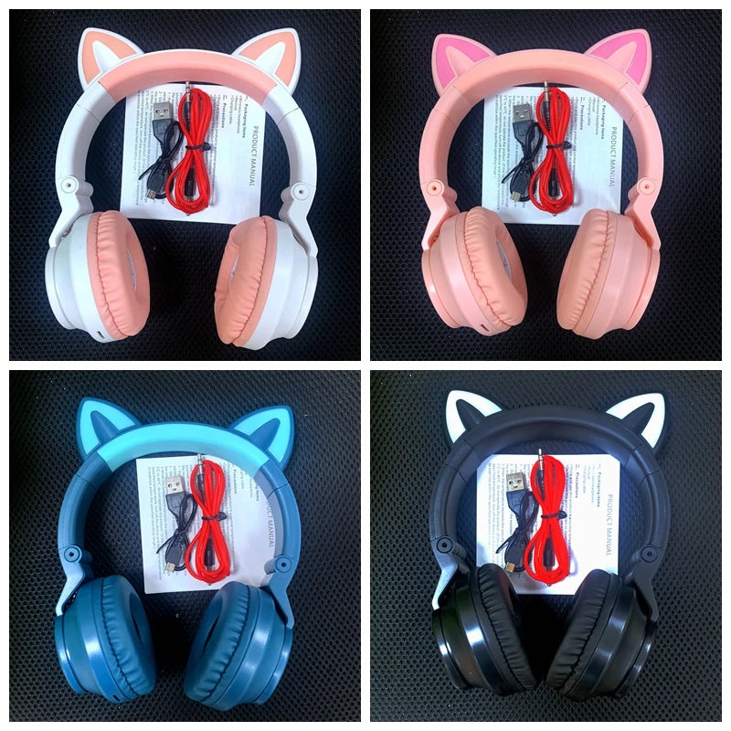 HiFi Girls Wireless Unicorn headphones with Mic phone Stereo Bass Cute Children Music Kid Cat Bluetooth Headsets Support SD Card - Universal Market