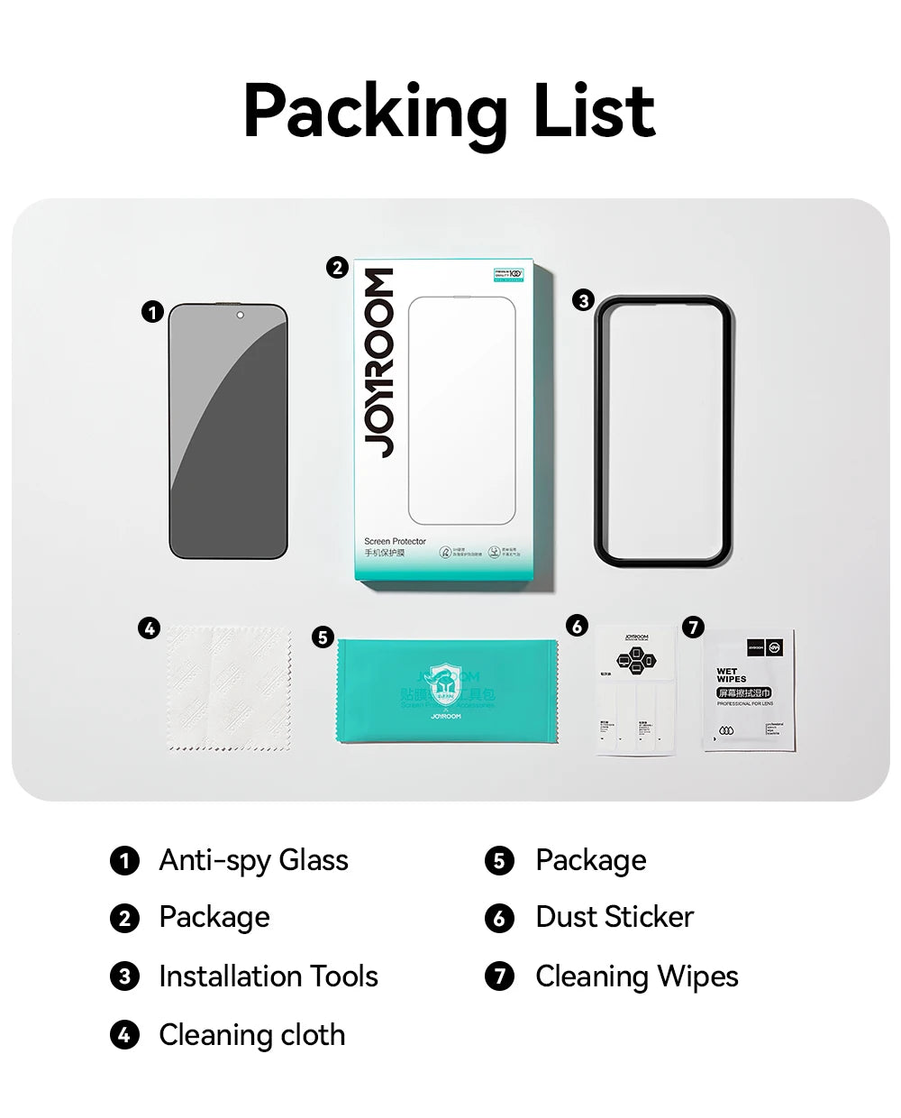 Joyroom 1/2PCS Anti-Spy Glass For iPhone 17 Pro Max Privacy Screen Protector Glass For iPhone 12-17 Pro Max Tempered Glass Film