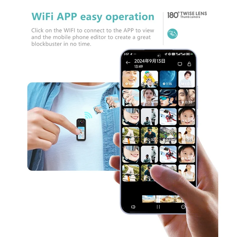 T23C New S70 2.7K WIFI APP Thumb Camera Ultra-Long Battery Life Thumb Sports Camera HD Cycling Camera 1080P Pet Camera