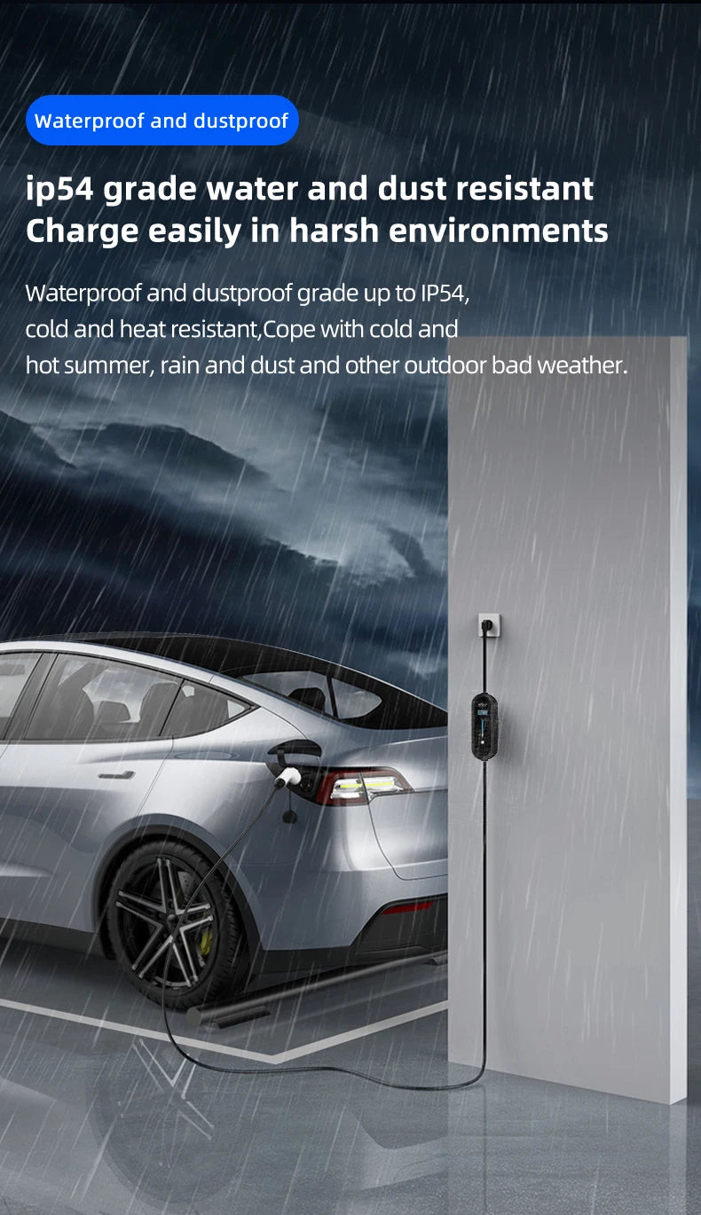 ROMADA 3.5KW 16A EV Portable Charger 3M 5M 10M 15M 20M Cable Type2 IEC62196 EVSE Wallbox Adapter EU Plug For Electric Vehicle