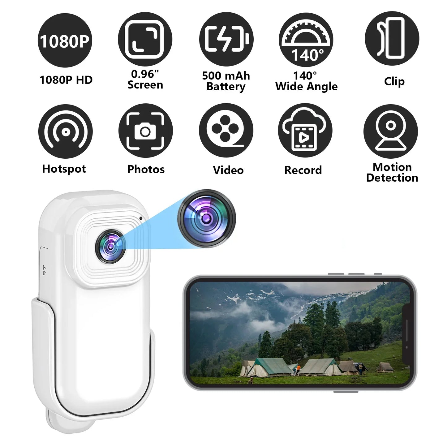 Mini Camera HD 1080 WiFi pocket Outdoor Sports Video Audio Recorder Loop Record Magnetic Back Clip Bicycle Camcorder Smart Home