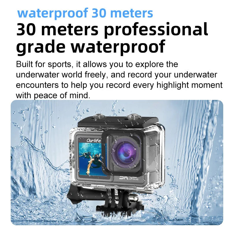 5K HD Outdoor Sports Camera Video Recording Action Shoot Stabilization Underwater Waterproof Photography Cam CarDriving Recorder