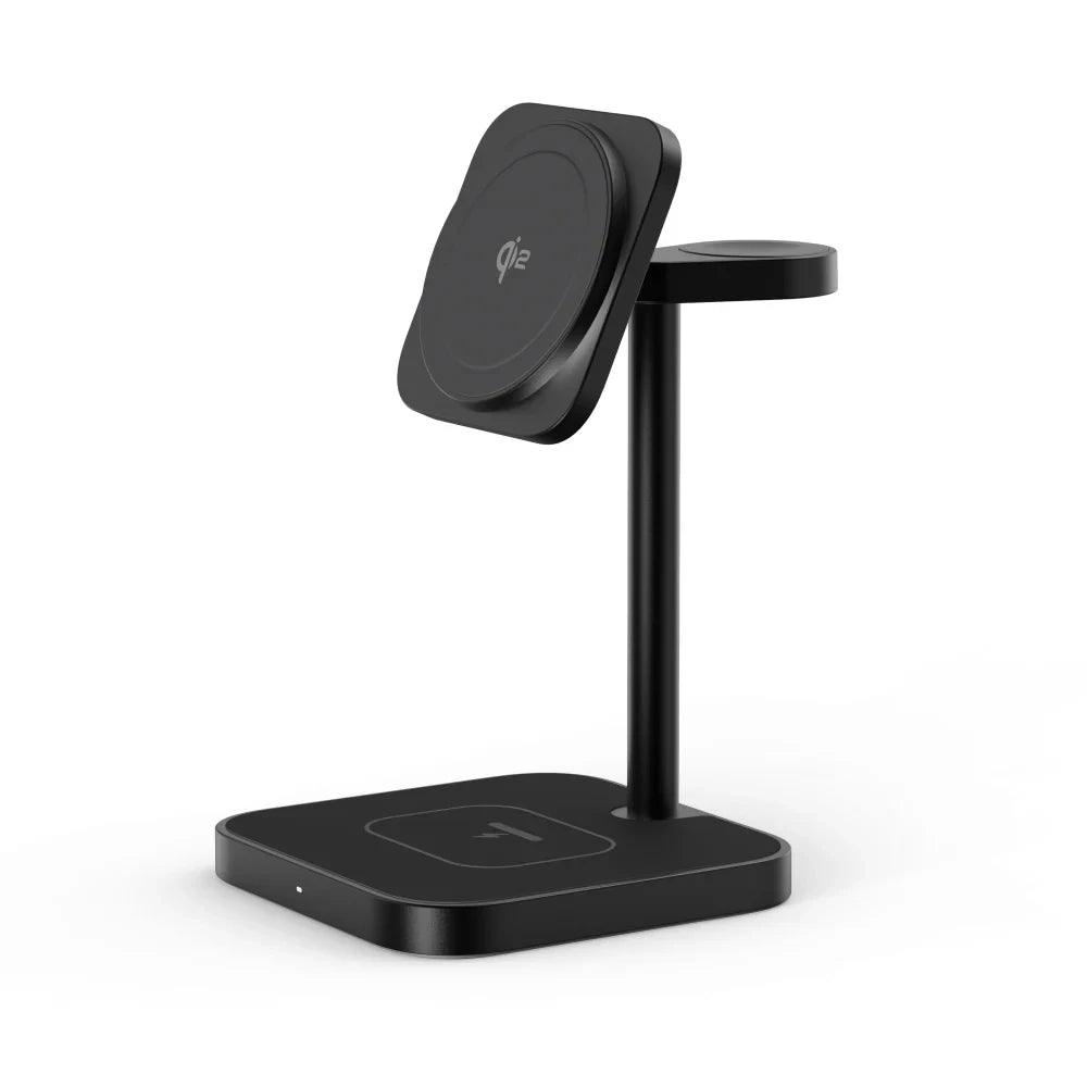 LULULOOK Qi2 3 in 1 Wireless Charging Station,Aluminum 15W Fast Mag-Safe Charger Stand for iPhone 17 16 15 14,5W for Apple Watch