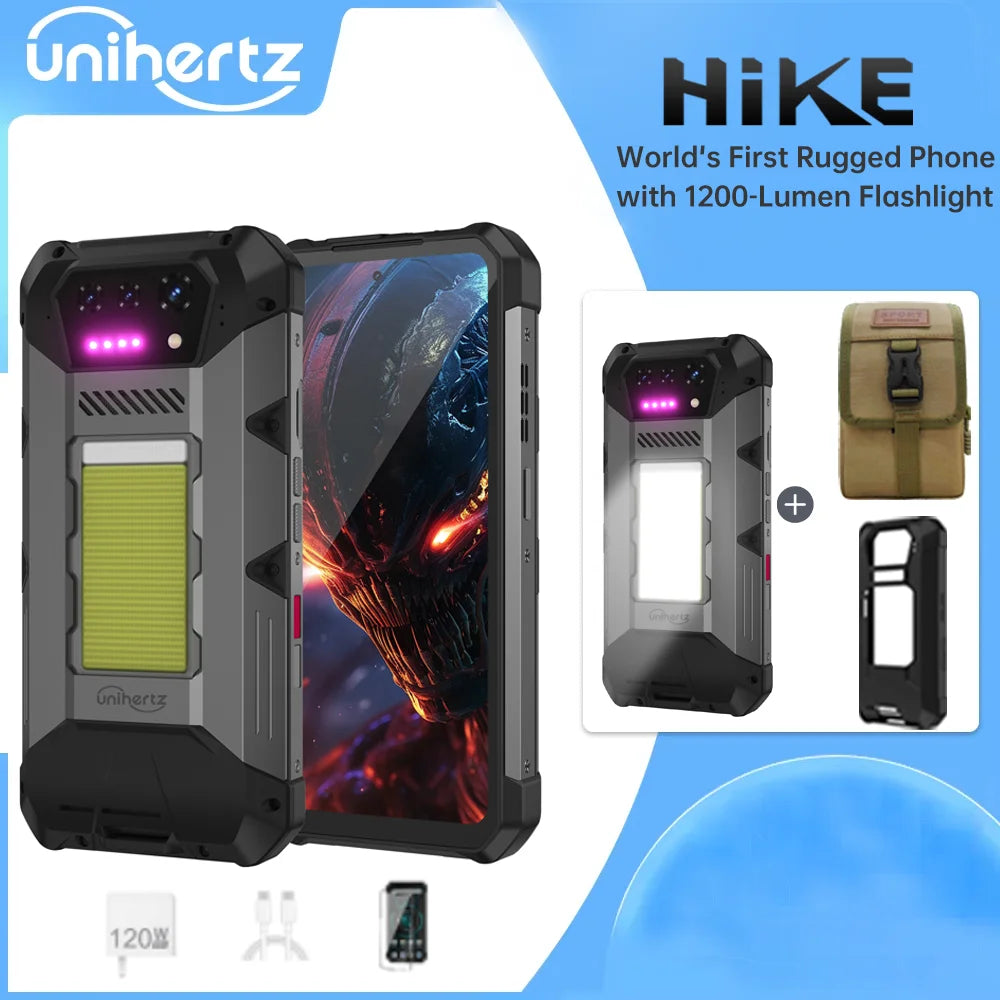 Unihertz 8849 Hike Smartphone Android 14 With 200 Meter Flashlight LED 23800mAh 24GB 512GB Dual Speaker Helio G200 IP68/IP69K 4G