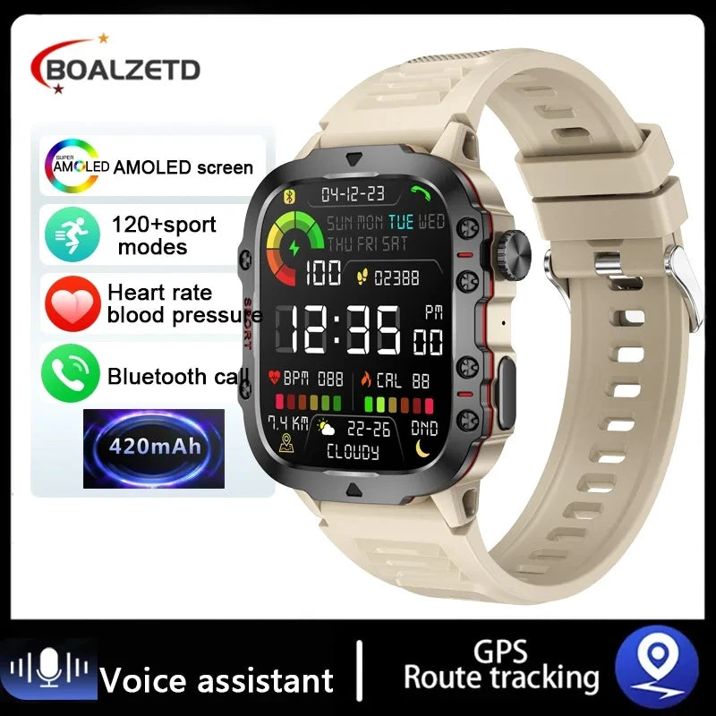 2025 Outdoor Smart Watch Men 2.01" Screen 3ATM Waterproof Watches Bluetooth Call Ai Voice Sport Smartwatch For Android IOS Phone