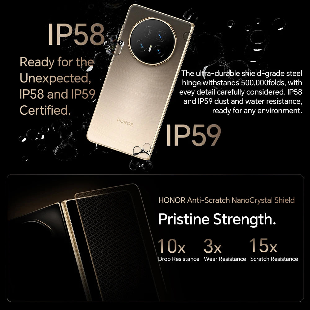 2025 New Global Version HONOR Magic V5 5G Foldable Smartphone 7.95" LTPO OLED Display Snapdragon 8 Elite 5820mAh 66W Wired NFC