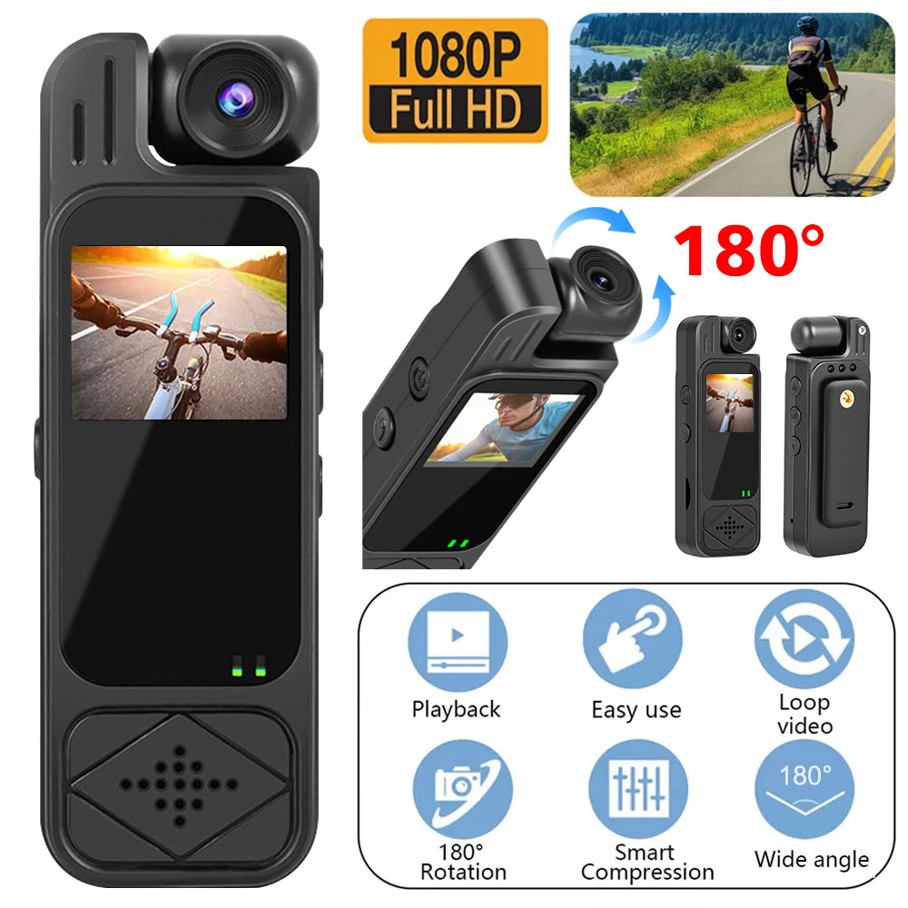 128GB Full HD 1080P Mini Body Camera Body Mounted Camera Night Vision Digital Video Recorder 1.3inch Bodycam Worn Police Camera