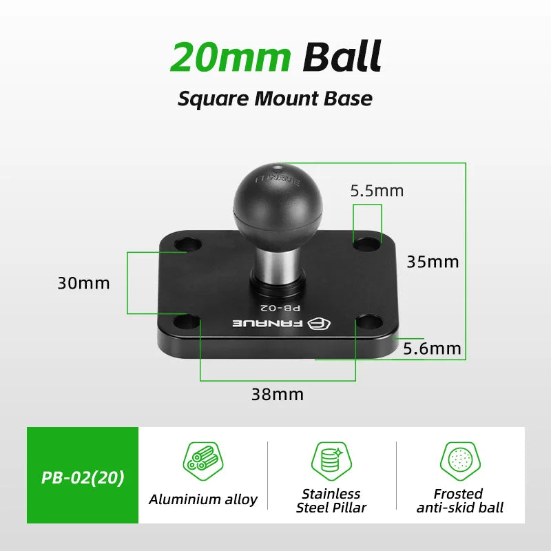 FANAUE 1 Inch Ball Adapter Aluminum alloy 25/20/17mm Diamond Ball Base, Square Ball Base Compatible with RAM Mounts Arm