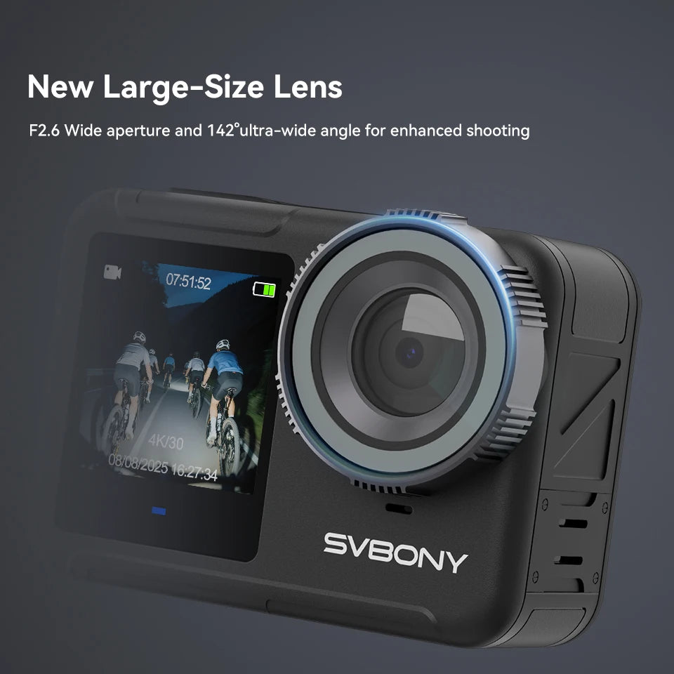 SVBONY SVGo3 Action Camera 4K30 Waterproof Dual LCD Screens Sports Camera with Quick Release Mount for Surfing Cycling Vlog