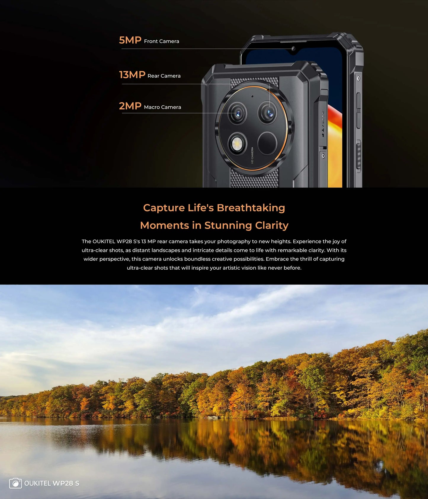 Oukitel WP28 S Rugged Smartphone 6.52‘’ HD 10600MAH 16GB (4+12)+128GB ANDROID14 13MP Camera Cellphone
