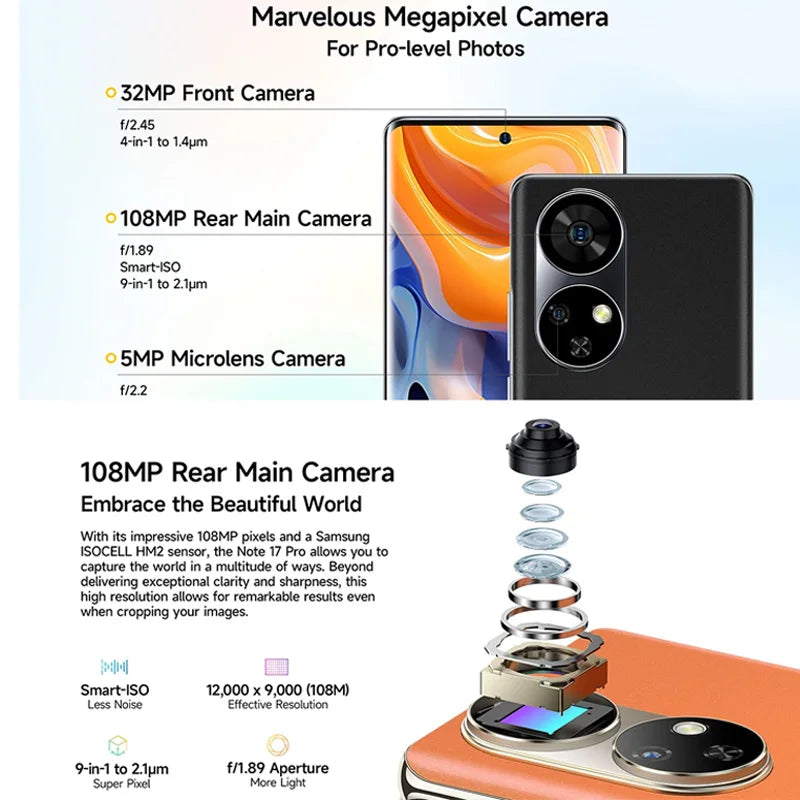 【World Premiere】Ulefone Note 17 Pro Smartphone 6.78" 120HZ AMOLED Curved Display 24GB+256GB 108MP Camera 5050mAh Global Version