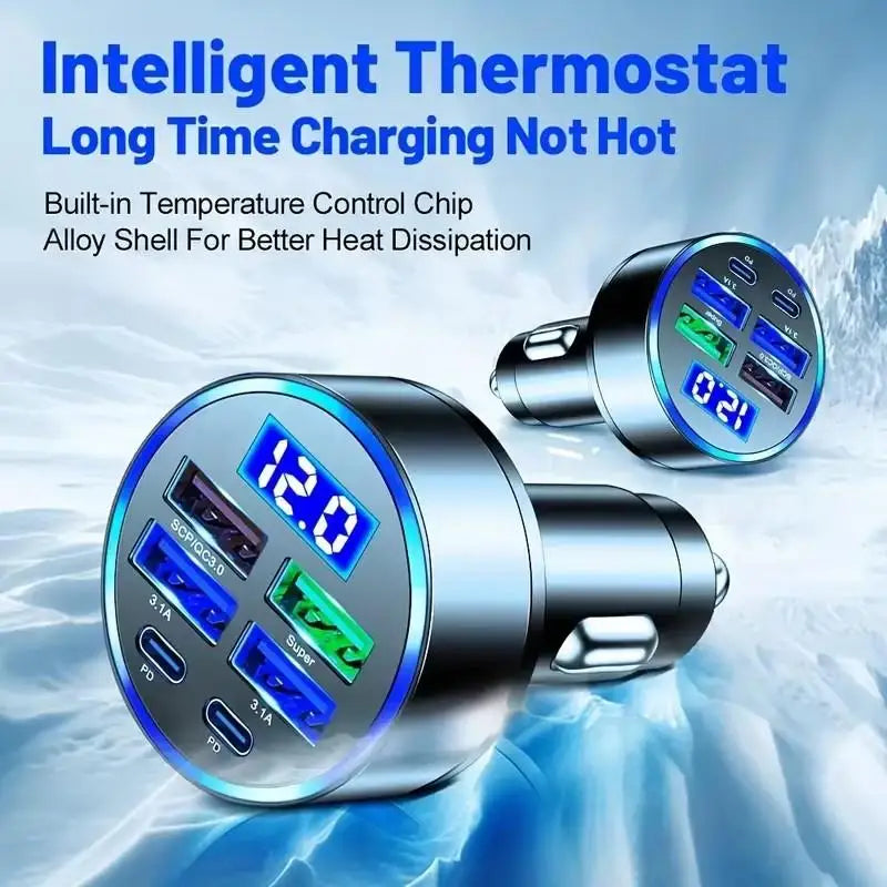 300W USB Car Charger PD QC3.1 USB C Car Phone Charger Type C Adapter for iPhone Samsung Huawei Xiaomi Quick Charge 