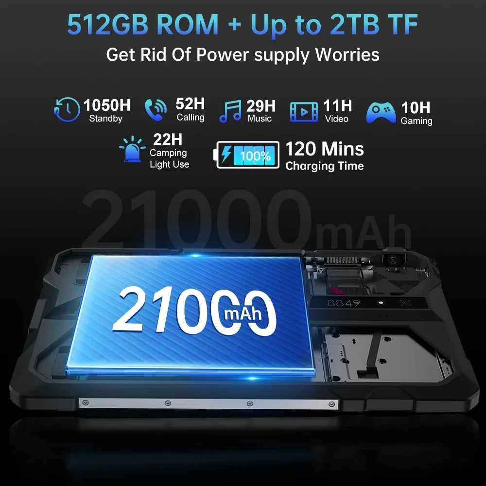 8849 TANK PAD E Unihertz Rugged Projector Tablet Android 14 Smartphone 10.95 inch 120Hz 24GB 512G 21000mAh 50MP 66W Phone Tablet