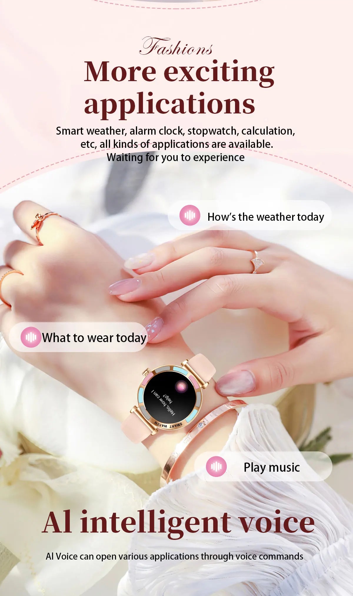 Time Owner Smart Watch 2025 Woman Bluetooth Call Watch Health Monitoring AI Voice Exercise Fitness Tracker Ladies smartwatch