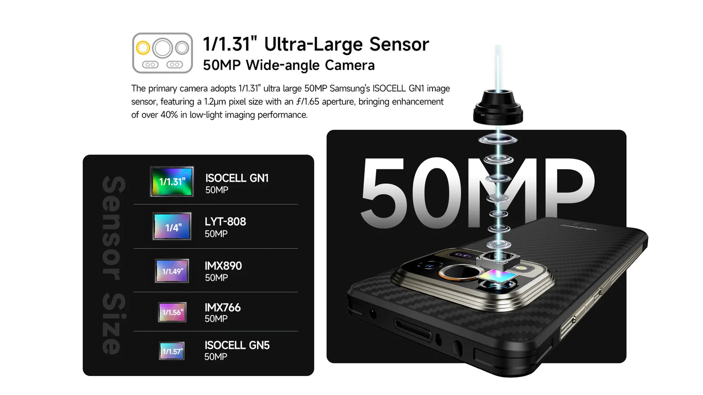 Ulefone Armor 25T 4G Rugged Phone Android 14 33W 50MP+64MP Night Camera NFC Waterproof Smartphone 6.78" 120Hz 256GB ROM Global