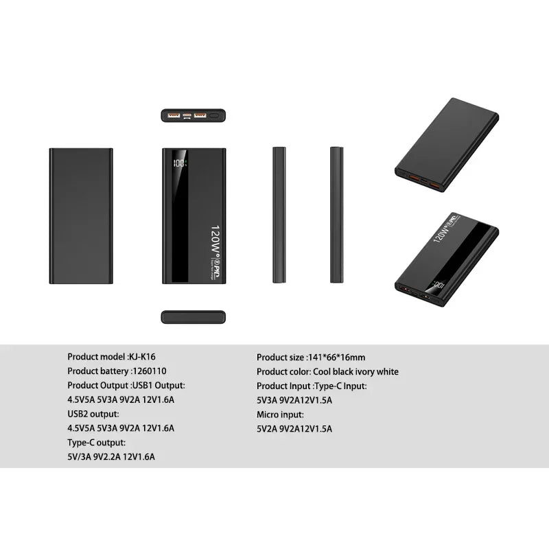 Xiaomi 200000mAh Power Bank 120W Super Fast Charge External Battery High Capacity Digital Display Charger For Iphone 16 Samsung