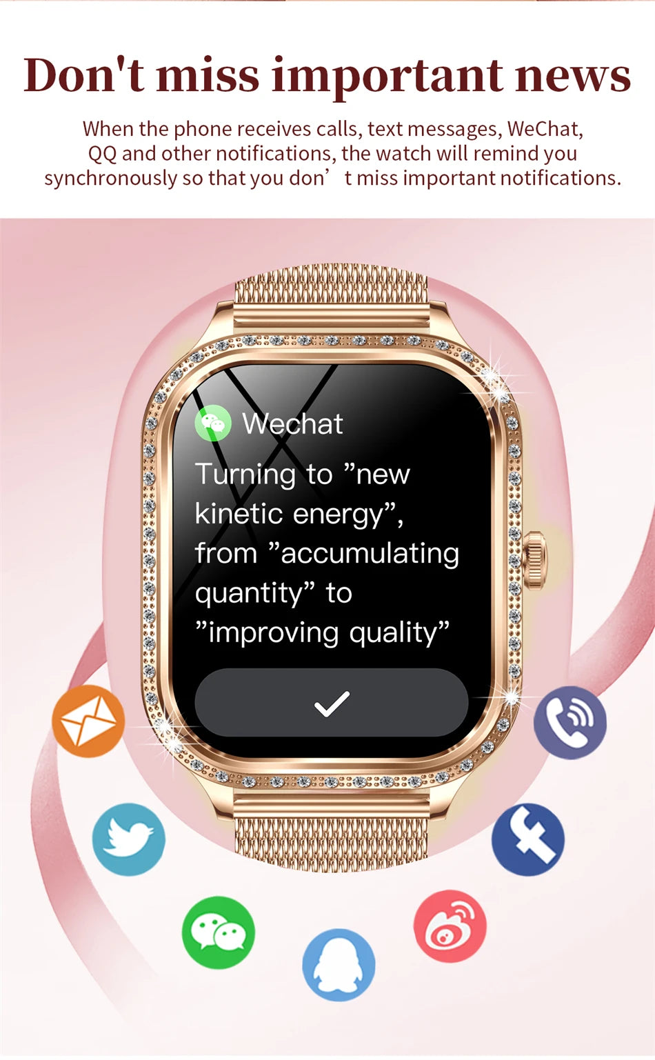 For Xiaomi Huawei New Women Smart Watch Heart Rate Blood Pressure Monitor Music Playback AI Voice Sports BT Calling SmartWatch