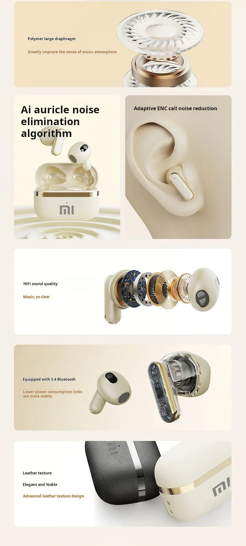 Original XIAOMI Wireless Earbuds Bluetooth Earphones 5.3 TWS Headset Touch Control Sports Gaming Headphones with ENC Mic Noise - Universal Market