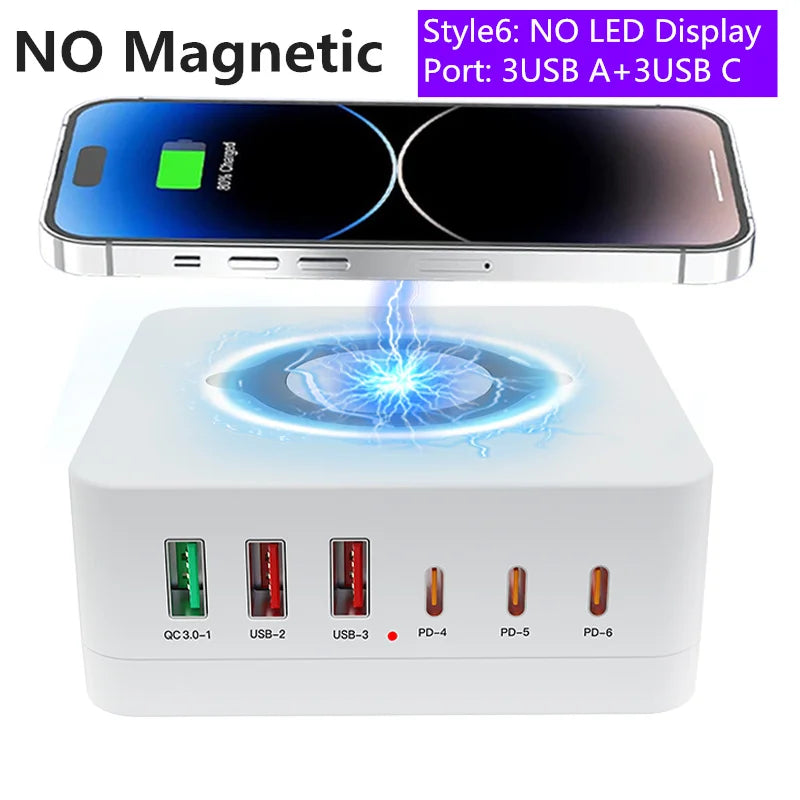 1080W GaN USB C Charger 8-Port Desktop Charger Type C 330W PD3.0 PPS QC3.0 Fast Charging for MacBook Tablet Samsung iPhone 15 16