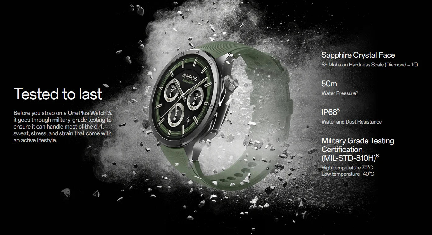 Original OnePlus Watch 3 Global Version Smart Watch 1.5 inches AMOLED 32GB Memory Snapdragon W5 Wear OS by Google NFC IP68 5ATM
