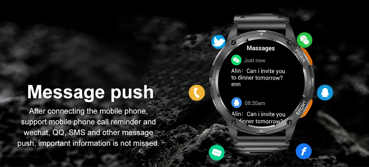 Smart Watch AK59 Bluetooth Call AI Voice 1.43inch AMLOED HD Large Screen Heart Rate Outdoor Sport Men Women Smartwatch