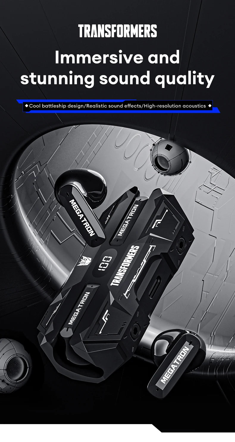 Choice TRANSFORMERS TF-T51 Bluetooth 5.4 TWS Earphones Low Latency Gaming Earbuds Long Endurance HiFi Music Headphones With mic - Universal Market