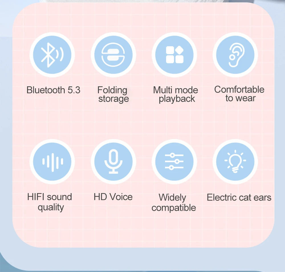 Gradient Wireless Headphones RGB Cat Ear Bluetooth Headphones With Microphone Stereo Music Game Earphone For Girls Kids Gifts - Universal Market