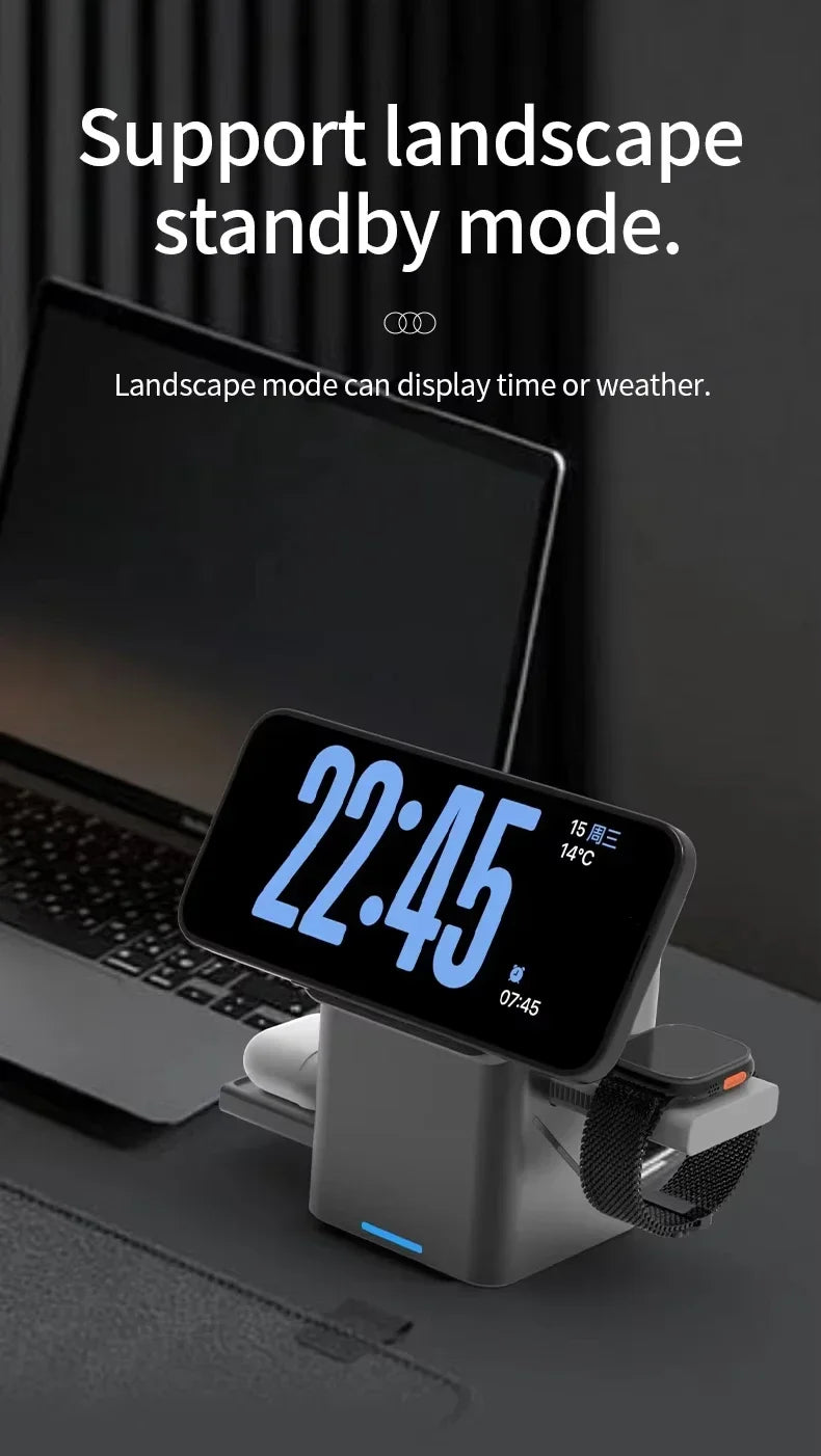 2025 New Automatic Touch Magnetic Multi-function 3 in 1 Wireless Charger for Iphone 16 15 14 13 Pro Max Iwatch Airpods Charger