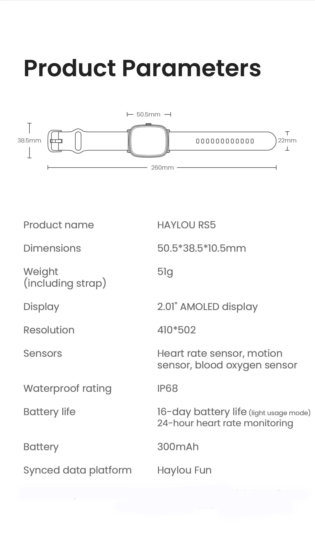 HAYLOU RS5 Smart Watch Men 2.01'' AMOLED Display 24H Health Monitoring Bluetooth Phone Calls AI Voice Assistant Sport Smartwatch