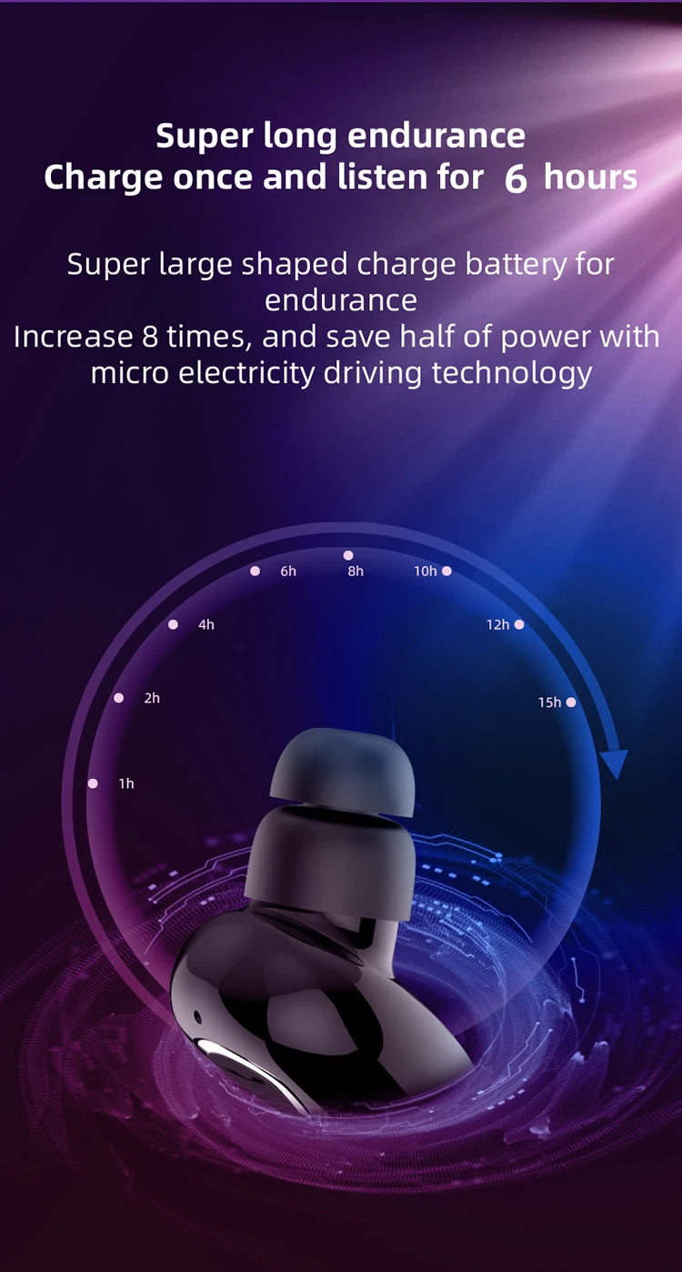Mini Invisible Earphones Bluetooth 5.0 Wireless Headphones Hands Free Sports In-Ear Earbuds HiFi Music Gaming Headset with Mic - Universal Market