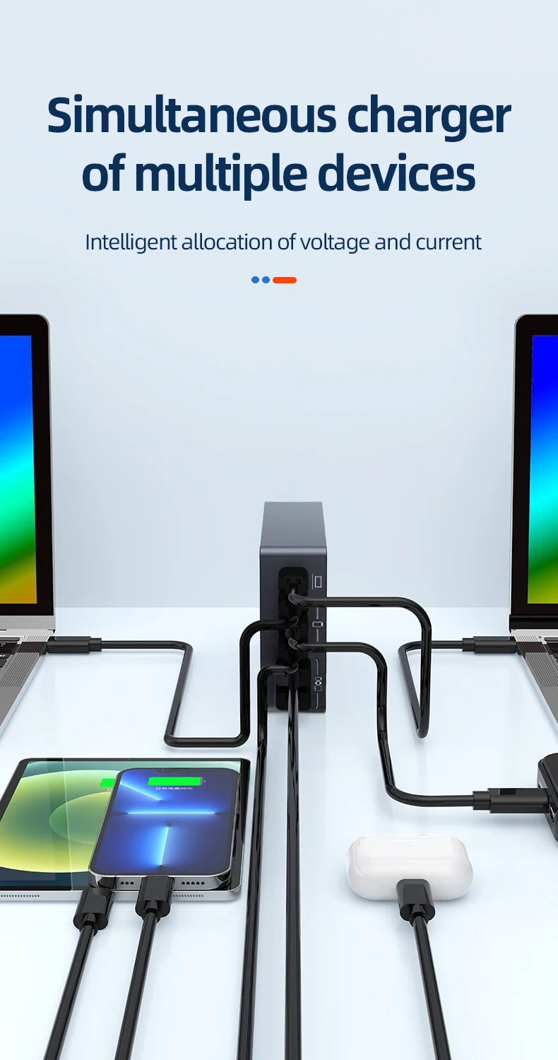 990W USB C GaN Charger 300W PD 3.3 PPS QC4.0 Multiport Fast Charging Station For Laptop iPhone 15 16 Samsung Macbook Pro Tablet