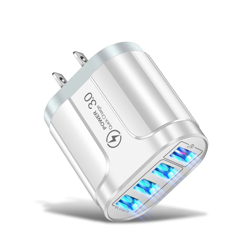 Vumpach 4 Ports USB Fast Charger Quick Charge 3.0 48W Wall Mobile Phone Fast Charging For iPhone Samsung Xiaomi Adapter Travel