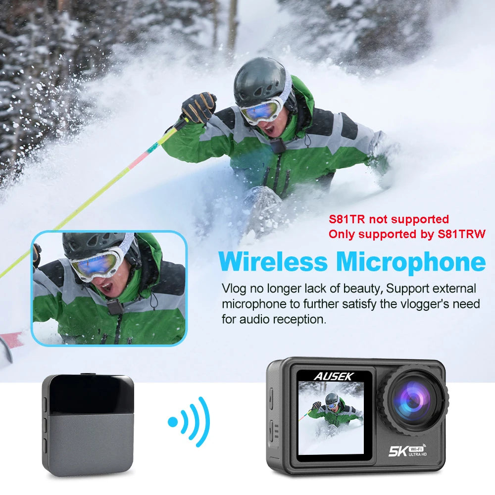 2" IPS Dual Screen Action Camera 5K 30FPS 4K 60FPS 48MP EIS Video With Optional Filter Lens 1080P Webcam Vlog WiFi Sports Cam