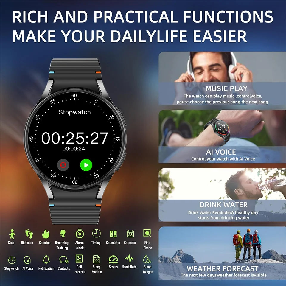 2025 New Bluetooth Call Smart Watch 7 Classic Men AMOLED HD Screen AI Voice Assistant Bluetooth Call NFC GPS Smartwatch Women