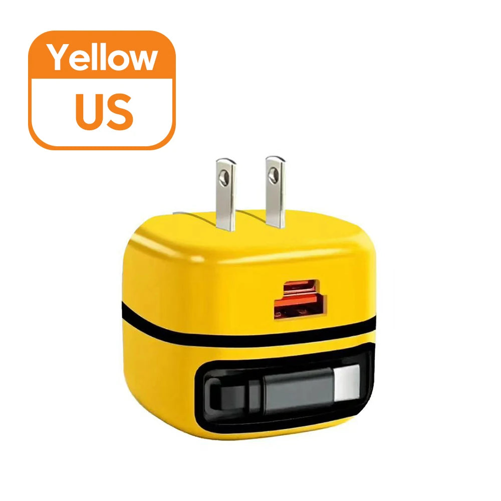 Elough 65W USB Type C Phone Charger Universal Travel Adapter Retractable Fast Charging USB C Cable For iPhone 16 Samsung Laptop