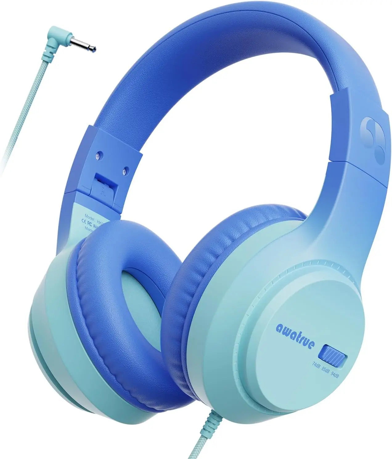AWATRUE HK07 Kids Wired Headphones Stereo Sound Earphone with Mic Music Study Headset Limited Volume 74dB/85dB for Children - Universal Market
