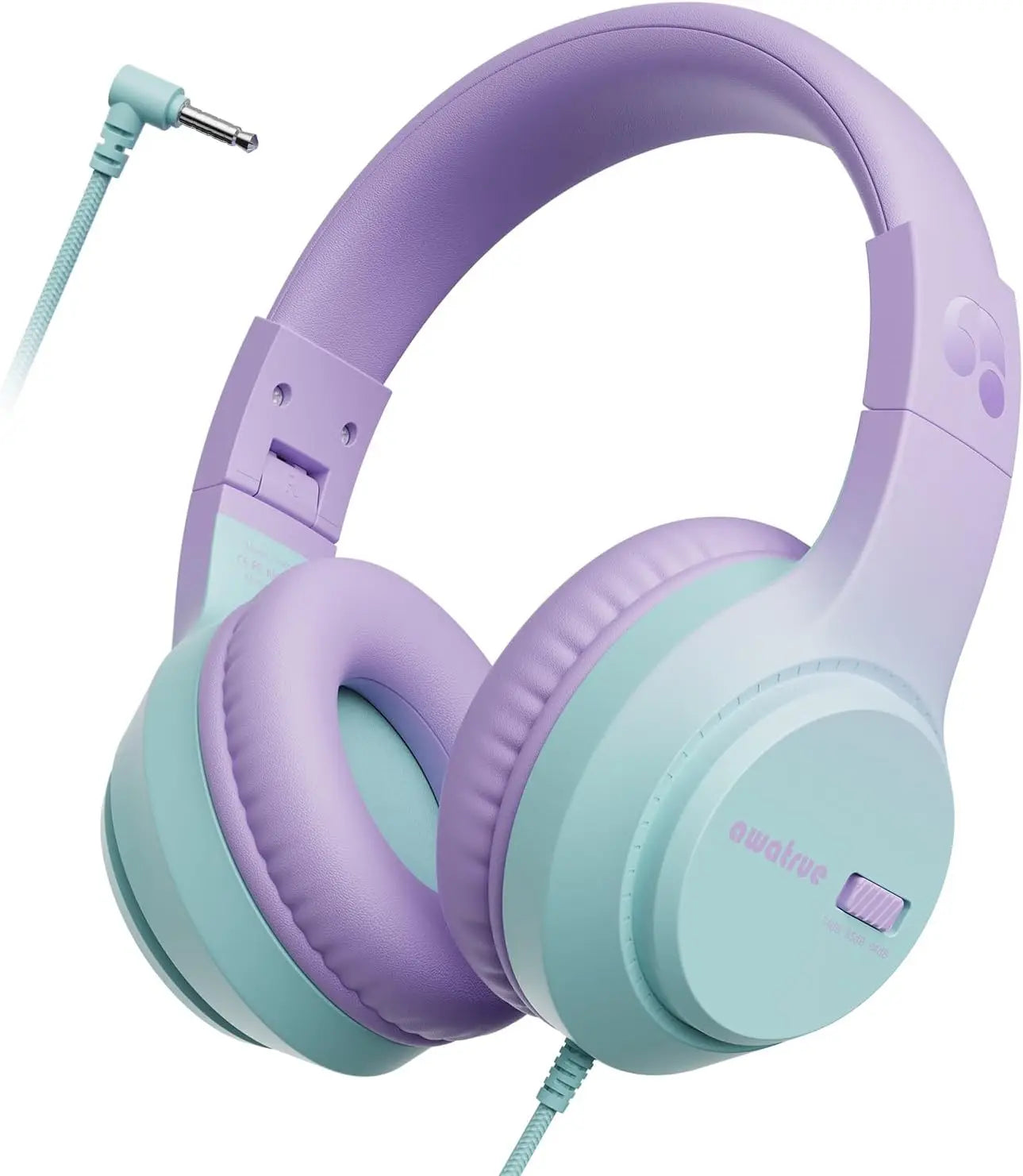 AWATRUE HK07 Kids Wired Headphones Stereo Sound Earphone with Mic Music Study Headset Limited Volume 74dB/85dB for Children - Universal Market