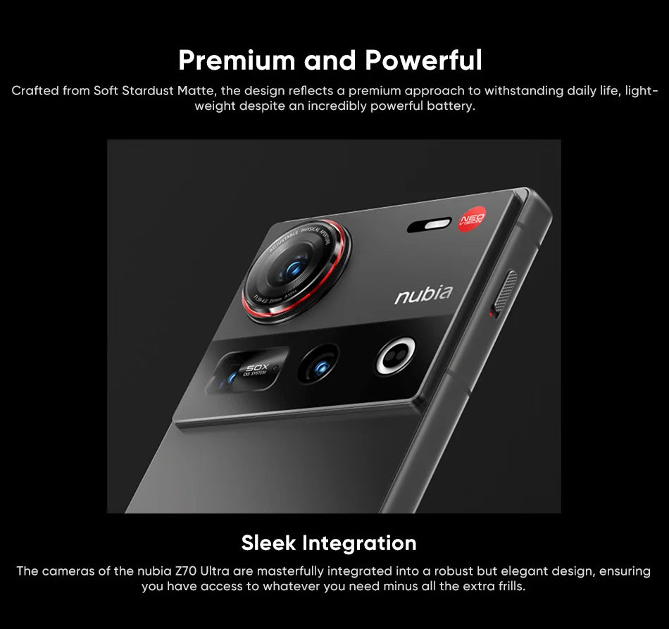 Global Version Nubia Z70 Ultra NX733J 5G Smartphone Snapdragon 8 Elite 6.85" 144Hz AMOLED Display 6150mAh 80W Fast Charge IP69