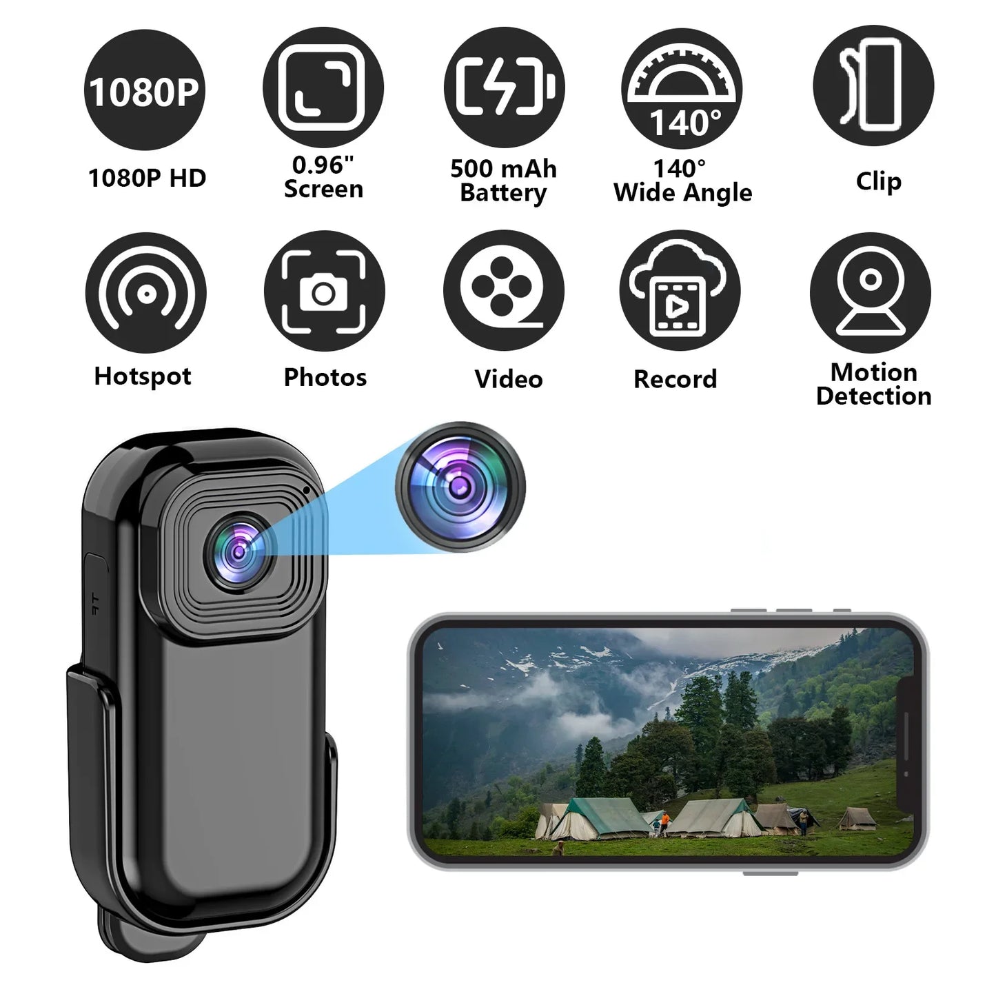 Mini Camera HD 1080 WiFi pocket Outdoor Sports Video Audio Recorder Loop Record Magnetic Back Clip Bicycle Camcorder Smart Home