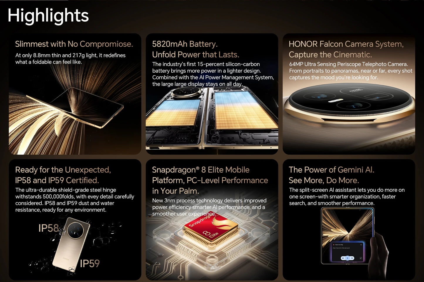 2025 New Global Version HONOR Magic V5 5G Foldable Smartphone 7.95" LTPO OLED Display Snapdragon 8 Elite 5820mAh 66W Wired NFC