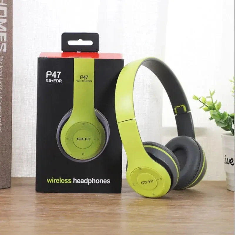 P47 Bluetooth 5.0 Wireless Headphone Foldable HIFI Stereo Bass Earphone Kid Helmet Gift With Mic USB Adaptor For iPhone Game - Universal Market