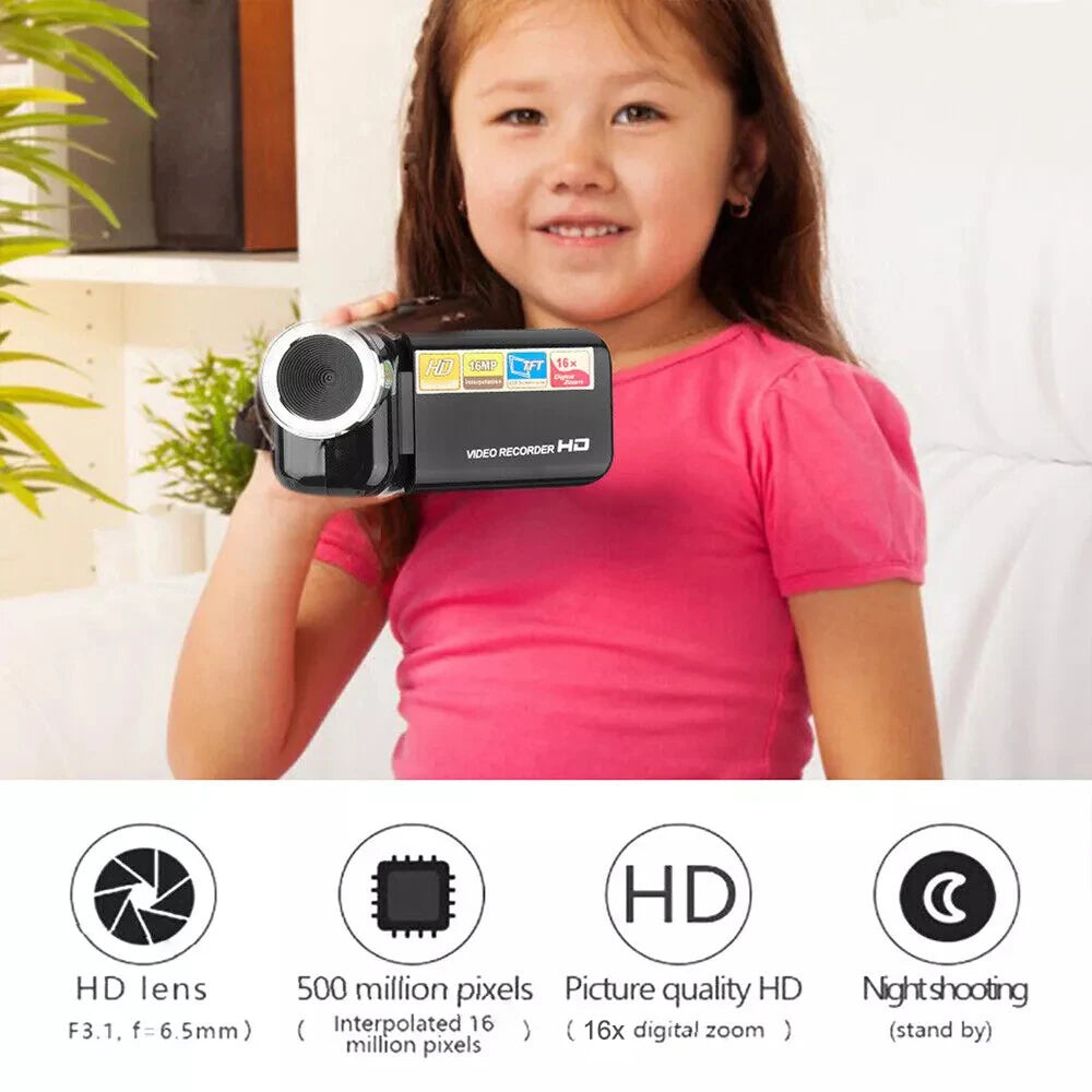 32GB 1080P 16MP 16X Zoom Digital Camera With Fill Light 2.0'' Rotatable Screen Camcorder HD Video Recorder Camera Birthday Gift