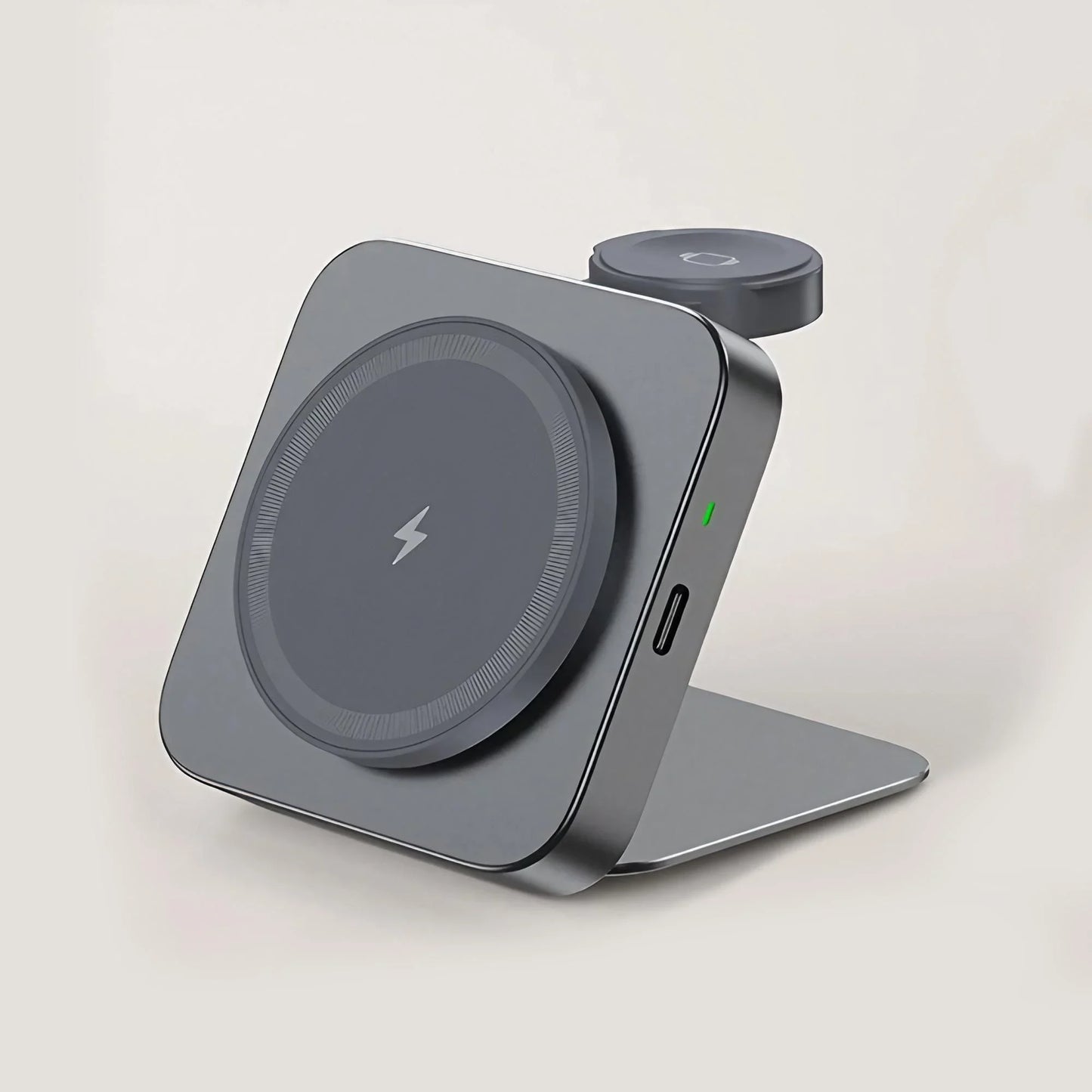 15W Fast Wireless Charger Magnetic 2 in 1 Foldable Wireless Charging Station Fast Charging Phone Stand Portable Aluminum Magneti