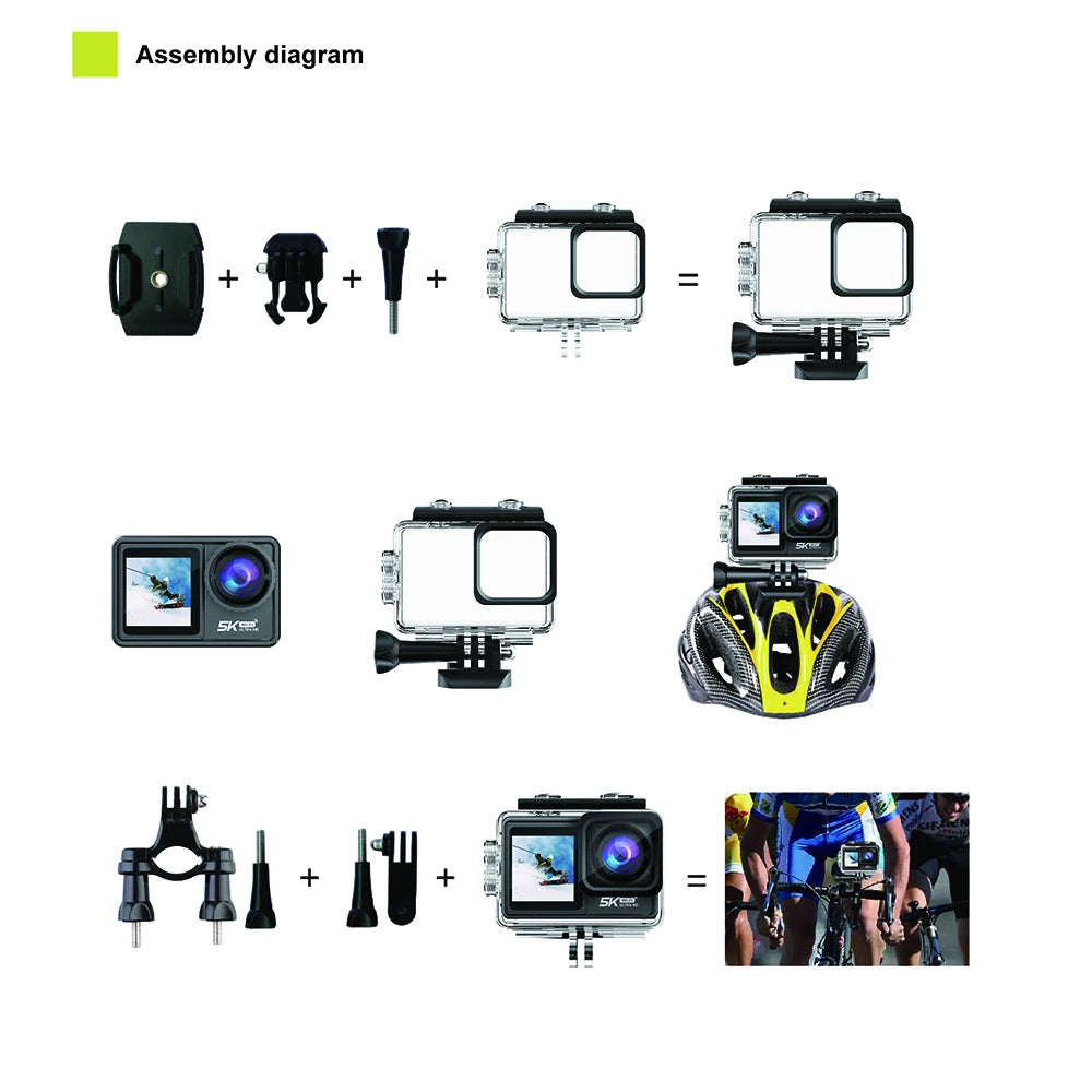 2" IPS Dual Screen Action Camera 5K 30FPS 4K 60FPS 48MP EIS Video With Optional Filter Lens 1080P Webcam Vlog WiFi Sports Cam