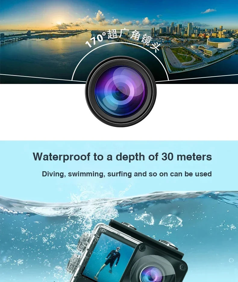Action Camera 4K bicycle camera Electronic Stabilizer Action cam WiFi 4k Sport camera Helmet Video Recording Cameras for go pro