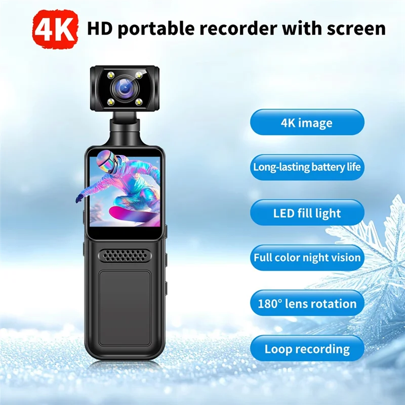 4K Pocket Action Camera 4K HD Sports Camcorder Camera 180 Rotate Mini Wifi Camera With Waterproof Case Motion Camera 128G